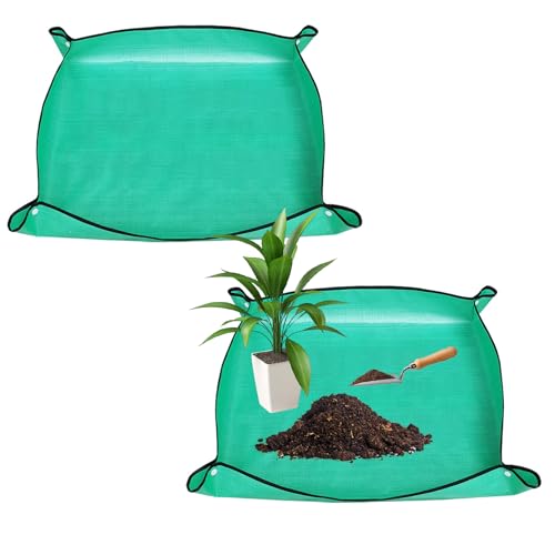 MYLERCT Estera de Plantación 2 Piezas Jardinería Almohadilla Engrosadas, 66 cm y 75 cm Cuadrados, con Hebilla de Plástico, Potting Mat Plegable, para Cultivar Plántulas y Reemplazar Tierra