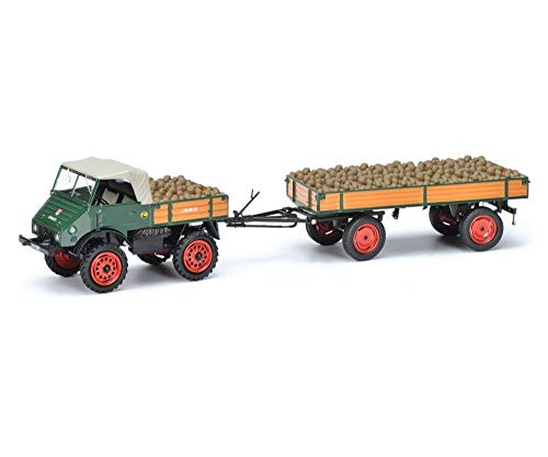 Schuco 450313000 Unimog U401 mit Hänger und Ladegut