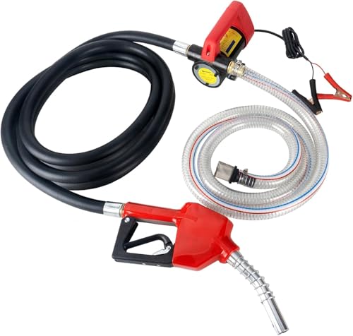 Amhuui Bomba De Combustible Eléctrica De Transferencia Diésel, Kit De Bomba De Transferencia De Combustible Diésel Eléctrica Autocebante De CC De 175 W con Boquilla Y Manguera