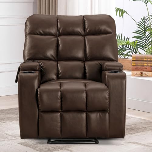 Sillón reclinable eléctrico piel cuero marrón miniatura 3