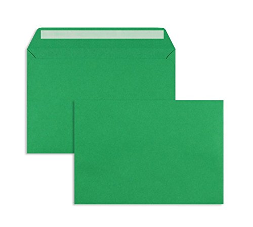 Farbige Briefhüllen | Premium | 162 x 229 mm (DIN C5) Grün (100 Stück) mit Abziehstreifen | Briefhüllen, Kuverts, Couverts, Umschläge mit 2 Jahren Zufriedenheitsgarantie