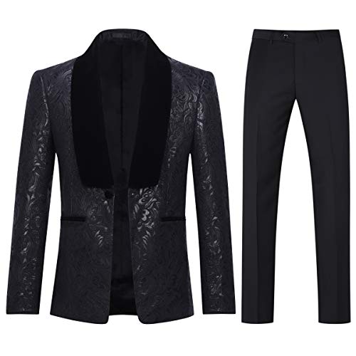 Boyland Men's Tuxedo Suits Slim Fit Luxury 2 Pieces Suit Set Tux Jacket Pants Homecoming Dinner Prom Party Dress