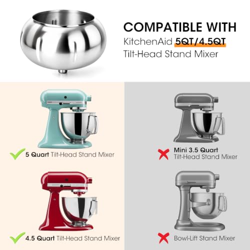 Image of Aieve Snack Coater Compatible with KitchenAid Tilt-Head Stand Mixer, Chocolate Coating Attachment for Freeze-Dried Strawberries,Almonds,Pistachios & Nuts,Ideal for Home Use