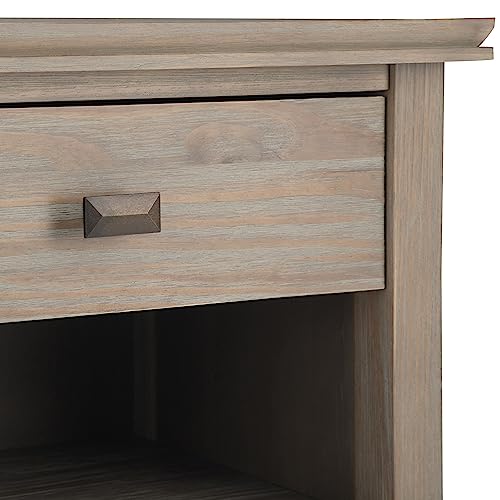 Simplihome Artisan 24 Inches Wide Night Stand, Bedside Table, Distressed Grey Solid Wood, Rectangle, With Storage, 1 Drawer And 2 Shelves, For The Bedroom, Contemporary Modern #TOP6