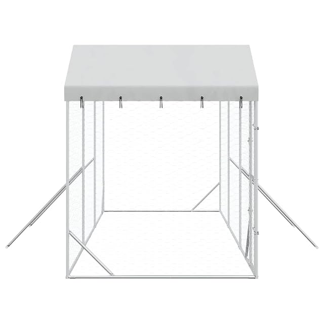 Foto 7 de 8 de vidaXL Perrera de Exterior con Techo Acero galvanizado Plata 6x2x2,5 m