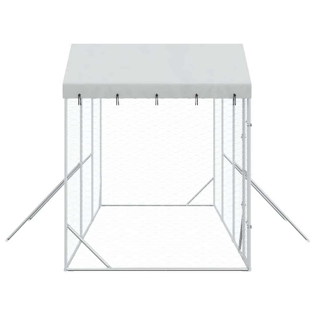 Perrera para perros al aire libre con techo de acero galvanizado, 6 x 2 x 2,5 m, resistente a la intemperie, con puerta con cerradura, ideal como cercado al aire libre, caño, recinto para