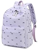 LEDAOU Mochila escolar para meninas adolescentes escola primária mochila infantil mochila feminina laptop mochila viagem, Laço roxo, Large, Mochila