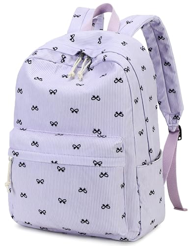 LEDAOU Mochila escolar para meninas adolescentes escola primária mochila infantil mochila feminina laptop mochila viagem, Laço roxo, Large, Mochila