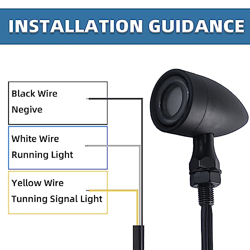 Image of Motorcycle Bullet Turn Signals LED Front Lights 2 PCS, Vintage 40 LEDs Switchback White Amber Light for Running Turn Blinkers Universal Fit Chopper Bobber-Black