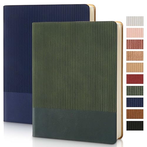 Image of TSFPapier Lined Journal Notebook for Work College Ruled Note Book7.2 inchx9.6 B5 PU Leather Daily Journaling 160 Pages for Women Men Writing Home School Supplies Business (B5 Lined 160pages, 2 Pack-Darkblue /Darkgreen)