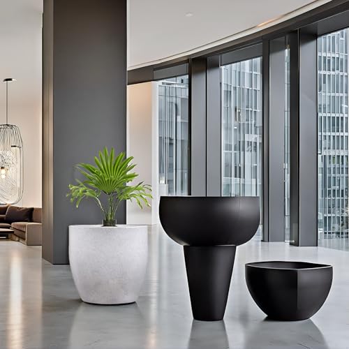 Image of Go Hooked Pluto White Indoor Planter Pot 22 Inch | Lightweight Modern Round Plant Pot for Living Room, Balcony & Office | Decorative Polymer Pot for Live & Artificial Plants
