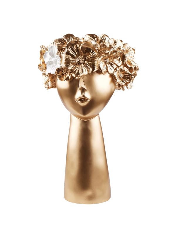 Image of THE WHITE INK DECOR Premium Flower Pot vase Statue Poly-Resin showpiece Idol for Gifting, Home Decoration and Living Room Decor, Decorative Item Items Showpiece Idol Figurine (10.5inches)
