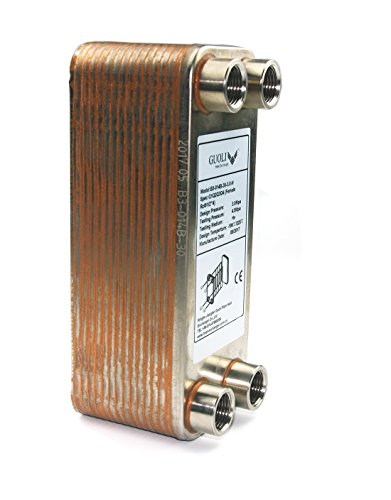 Copper Brazed Wort Chiller for Homebrew- Heat Exchanger for Water Heater- Brazed 30 Stainless Steel Plates Wort Chiller for Homebrew Beer - RC 1/2