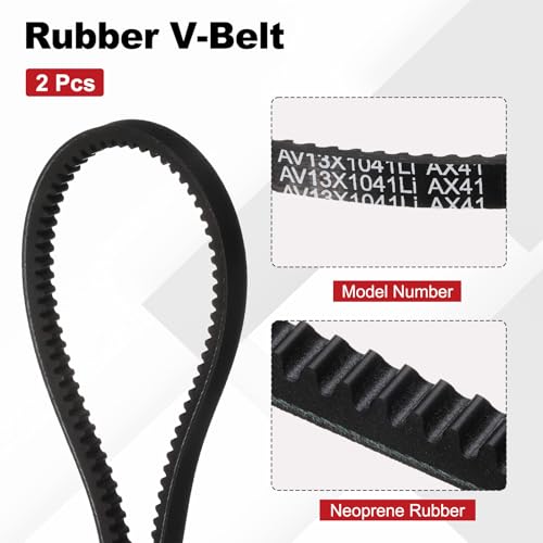 Image of AX41 Belt, Raw Edge Cogged Industrial Rubber EPDM V-Belt, Pack of 2 | 1 /2 inch(13mm) Width x 41 inch(1041mm) Inside Circumference x 5 /16 inch(8mm) Height