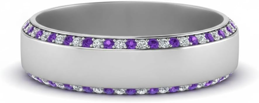 Choose Your Gemstone 6 MM Eternity Band For Men sterling silver Round Shape Mens Wedding Bands Affordable for your Girlfriend, Wife, Partner Wedding US Size 4 to 12