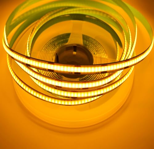 Image of COB Strip Lights,DC12V 16.4ft /5m Super Bright Dimmable 32000LM LED Light Strips, High Density Non-Waterproof 1600 LEDs Ribbon Light, More Evener Lighting Than SMD Strip Lights (Golden)