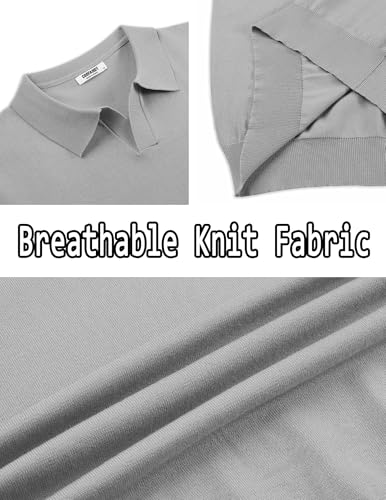 Image of COOFANDY Men's V Neck Short Sleeve Stretch Knit Polo Shirt