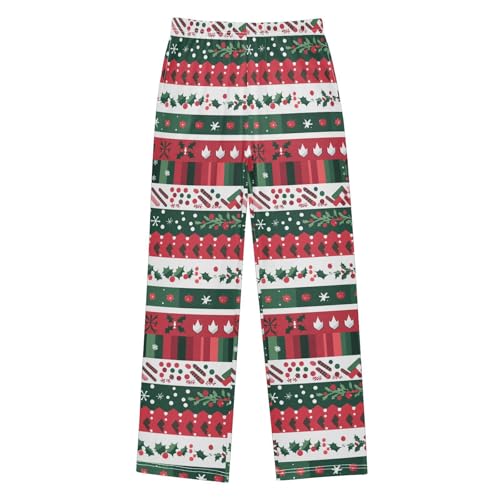 Boys' Pants Christmas Red Green Stripe Long Bottoms Jogger Pants Elastic Waist Trousers with Pockets S-XL