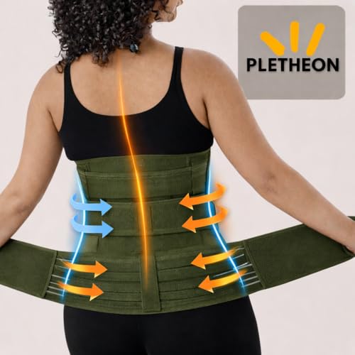 Image of PLETHEON 3-in-1 Post Pregnancy Abdominal Belt for Women - Post Delivery Belly, Waist & Pelvis Support Wrap | Tummy Compression Shapewear | Free Size 30-46 Inch | Polyester Spandex | Green
