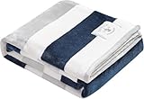 Nautica - Throw Blanket, Super Soft & Cozy Fleece Blanket, Lightweight Plush Bedding for Couch & Bed (Awning Stripe Navy, 50' x 60')