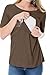 Breastfeeding Shirts for Women Double Layer Maternity Nursing Tops Distressed Acid Washed Nursing Tshirt Brown