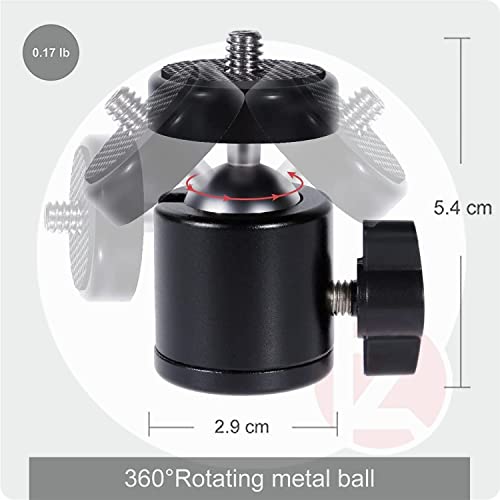 Tripod Mini Ball Head Mount with Removable 1/4" Hot Shoe Adapter 360°Swivel Camera Brackets BallHead Stand Support - Image 2