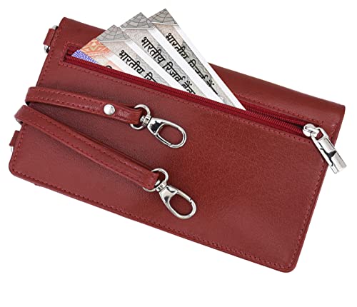 Image of URBAN FOREST Ruby Red Leather Sling Wallet for Women
