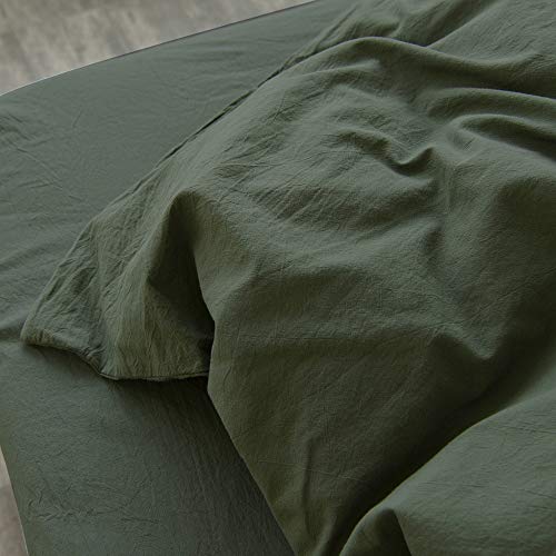 Mkxi Olive Green Duvet Cover Queen Size Soft Prewashed Cotton Bedding Set 3 Pieces, 1 Duvet Cover 90X90 Inches With Zipper And 2 Pillowcases #TOP4