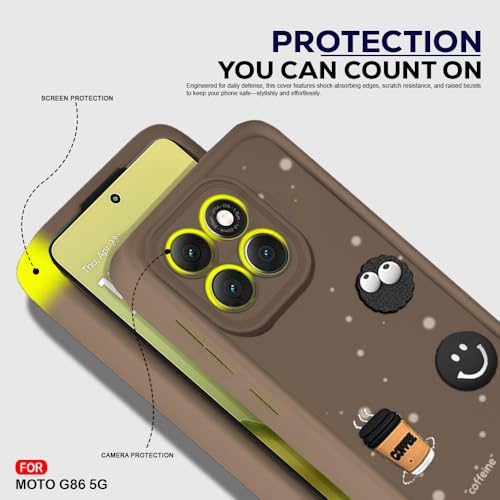 Image of AESTMO Back Case Cover for Motorola Moto G86 5G Cover | Cute Fun Cartoon 3D Ball | Coffee Silicone Case | Full Body Protection | Camera Protection Back Cover for Motorola Moto G86 5G (Brown)