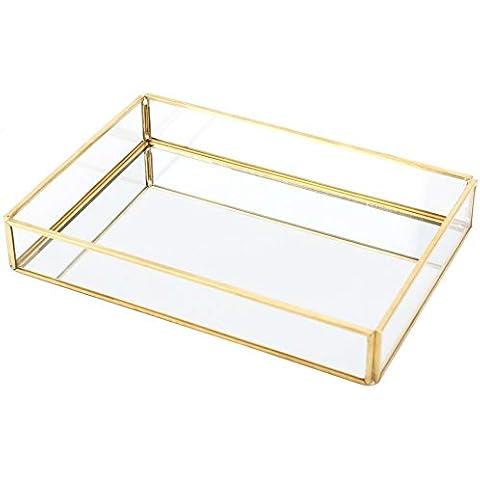DEWIN Caja de Almacenamiento de Cosméticos de Vidrio de Metal Vintage Cover