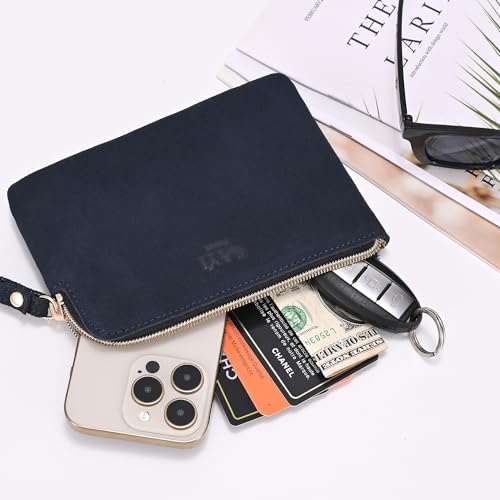 Image of Genuine Leather 4.5 x 6.5 Wristlet Purse for Women, Evening Wristlet Pouch Clutch Bag