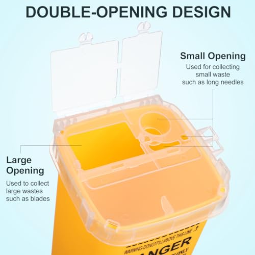 Ciieeo 2 Stück Kanülenabwurfbehälter, EntsorgungsbehälterAbfallsammelbox Die Entsorgung von Nadeln Spritzenabwurfbehälter für Tattoo Tätowierungen Kanülen und Spritzen, 1 Liter (1000ml) Yellow