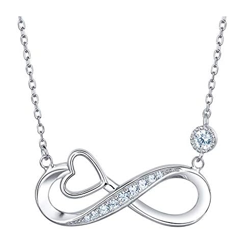 ASHLI JENA Infinity Heart Necklace for Women 925 Sterling Silver Love Pendant Necklace White Gold Plated CZ Diamond for Women Cover