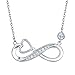 Van Chloe Collier en argent sterling 925 pour femmes amour infini en or rose pendentif plaqué or blanc CZ diamant collier 18"