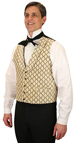 Historical Emporium Men's Tapestry Formal Suit Vest, Victorian Edwardian Tuxedo Dress Mansfield Waistcoat