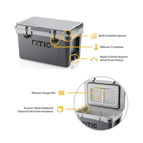 Image of RTIC 32 QT Ultra-Light Hard Cooler | Portable Hard Ice Chest Box for Beach, Drinks, Camping, Picnic, Fishing, Boat, Barbecue, 30% Lighter Than Rotomolded