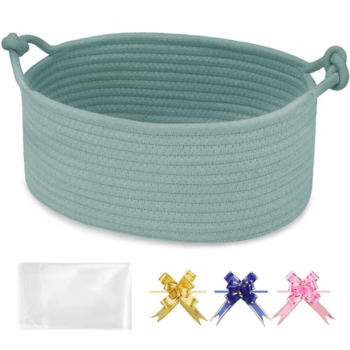 Image of Small Empty Gift Basket with Bag & Ribbons, Light Green
