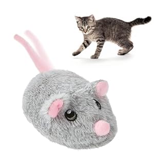 Cat Toys Squeaky Rechargeable Moving Mouse with Dynamic Magic Tail, Automatic Self Play Mouse Interactive Cat Toy for Indoor Cats, Electric Motion Activated Mice Toys for Kitten(Gray)