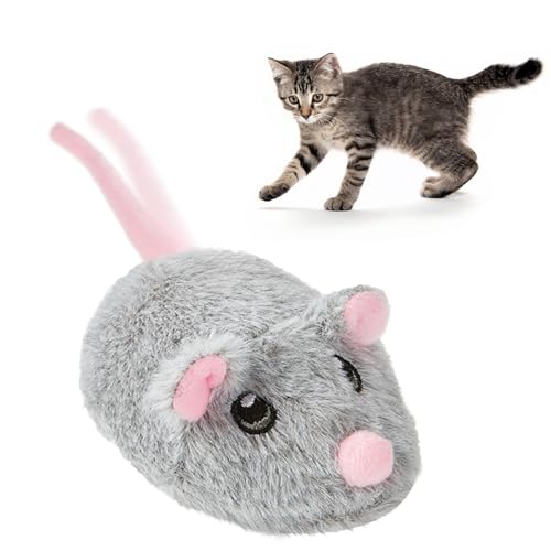 Cat Toys Squeaky Rechargeable Moving Mouse with Dynamic Magic Tail, Automatic Self Play Mouse Interactive Cat Toy for Indoor Cats, Electric Motion Activated Mice Toys for Kitten(Gray)