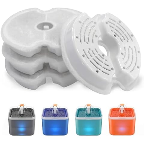 PewinGo Cat Water Fountain Filter 4 Pack, Multiple Filtration Pet Water Fountain Replacement Filter, Cat Fountain Filter 3 Triple Filtration System Cover