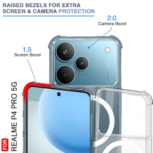 Image of AESTMO Clear Back Cover for Realme P4 Pro 5G | 360 Protection | Transparent Back Cover for Realme P4 Pro 5G (PC + TPU, Compatible with MagSafe Accessories, Transparent Bumper)