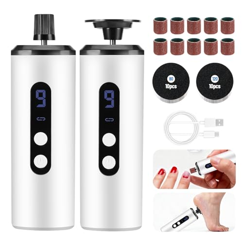 Mkitnvy Lima Electrica Pies Durezas, Pedicura Profesional Para Pies, 2 En 1 Cuidado De Pies y Uñas, Con Pantalla Led y 9 Velocidades Para Talones Agrietados, Callosidades, Piel Muerta (Blanco)