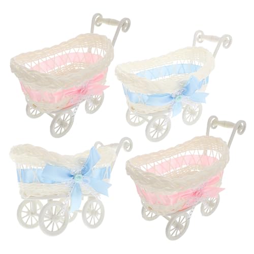 Mini poussettes pour souvenirs de mariage originaux et boîte à dragées tressée pour baptême