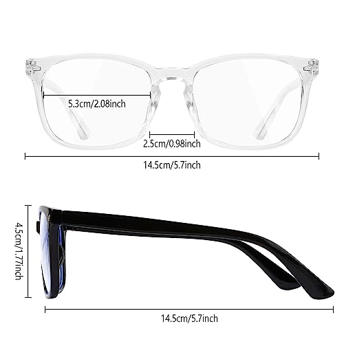 Blue Light Blocking Glasses, 2 Pack Blue Light Glasses Men, Blue Light Glasses For Women Computer Reading Gaming TV Phones Eyeglasses Clear Lens Bluelight Glasses Anti Eyestrain UV Glare Black+Clear
