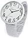 White Super Large Face Flat Stretch Band Easy to Read Watch