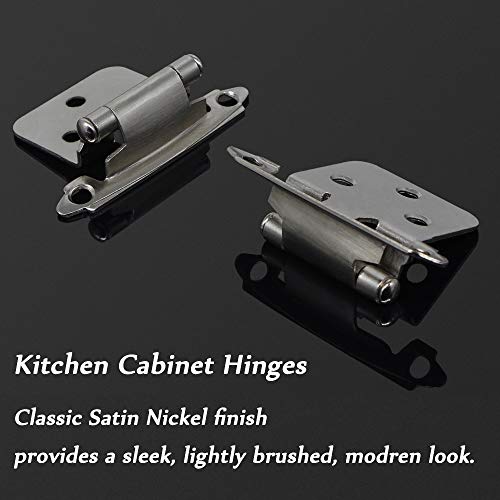 40 Pack(20 Pairs) Brushed Satin Nickel Decorative Self Closing Face Mount Kitchen Cabinet Hinges Flush Variable Overlay #TOP2