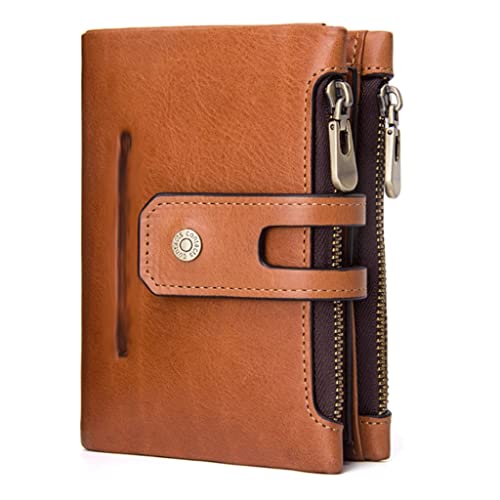 Portafogli da in vera per piccoli con cerniera per portamonete da Colore: uomo marrone pelle