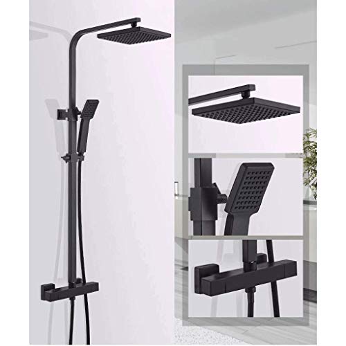 Système de douche noire traditionnelle avec combiné mural à 3 vitesses - 2