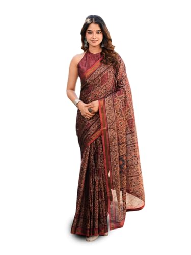 Image of Womanista Ready to Wear Cotton Blend one Minute Saree for Women | farewell saree for girls | latest sarees collection 2026 | stitched saree ready to wear
