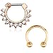 Septum Rose Goldtone Horseshoe 16 Gauge Circular Barbell 2 Pieces